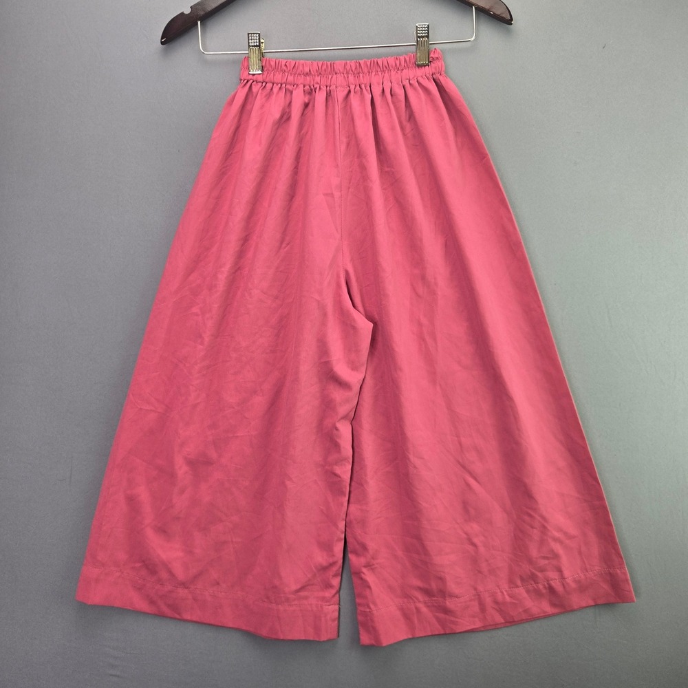 Unbranded Wide Leg Culotte Pants Pink Elastic Waist Crop Small Boho Casual